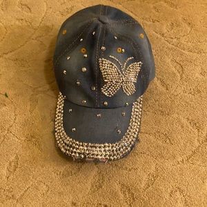 Butterfly Sequin Jean baseball cap